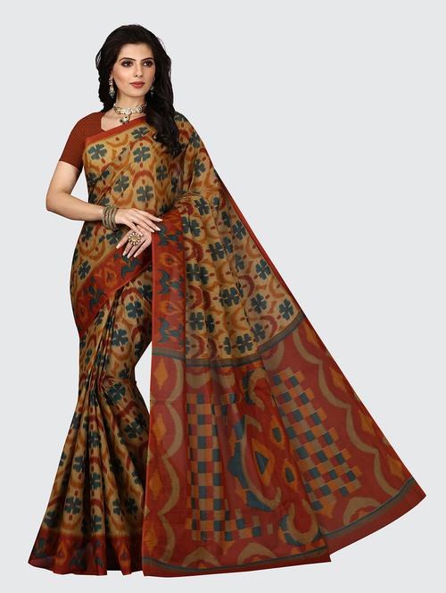 women's floral beige colored saree - 18959049 - Very Small Image - 1