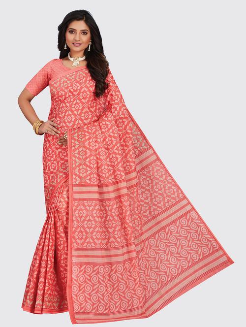 pink cotton printed saree - 18959100 - Very Small Image - 1