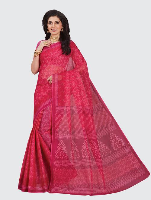 pink cotton printed saree - 18959208 - Very Small Image - 1