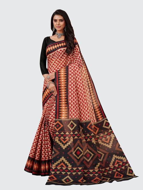 beige cotton printed saree - 18959221 - Very Small Image - 1