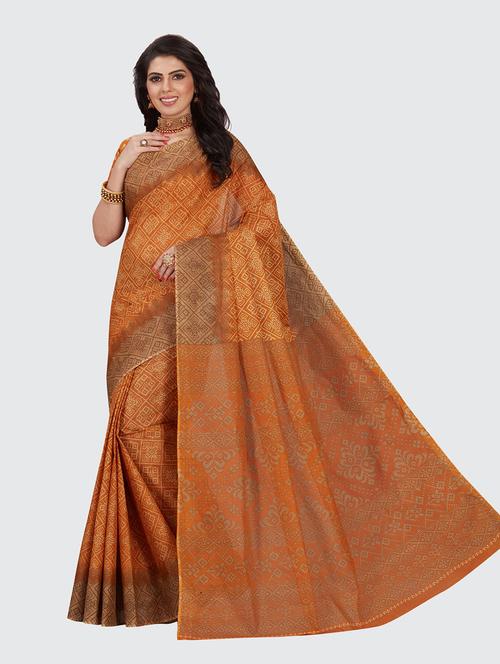 red cotton printed saree - 18959304 - Very Small Image - 1