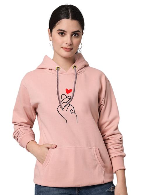 women peach printed hooded sweatshirt - 18961576 - Very Small Image - 1