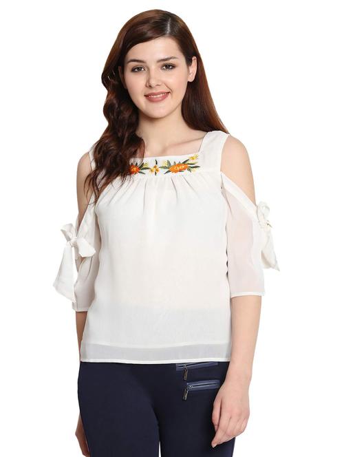 white georgette regular top - 18962051 - Very Small Image - 1