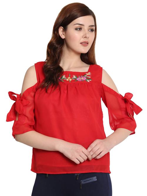 red georgette regular top - 18962052 - Very Small Image - 1