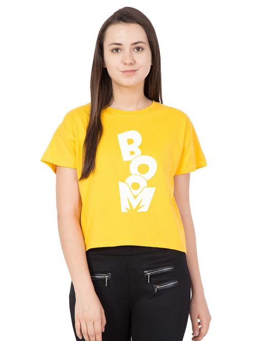 yellow cotton blend crop top - 18962084 - Very Small Image - 1