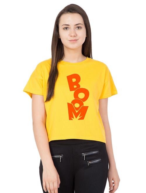 yellow cotton blend crop top - 18962086 - Very Small Image - 1