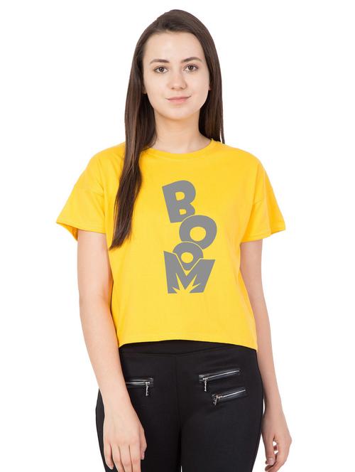 yellow cotton blend crop top - 18962087 - Very Small Image - 1