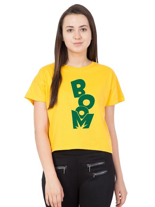 yellow cotton blend crop top - 18962088 - Very Small Image - 1