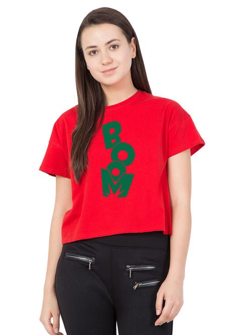 red cotton blend crop top - 18962104 - Very Small Image - 1