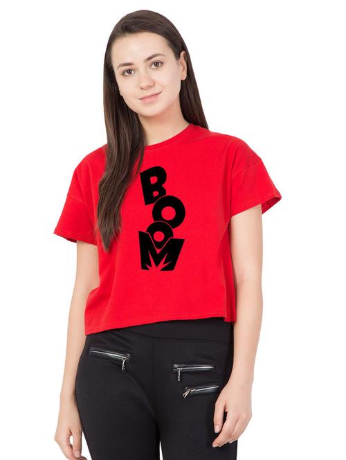 red cotton blend crop top - 18962106 - Very Small Image - 1