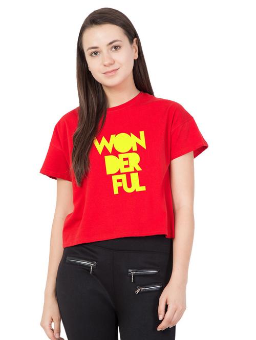 red cotton blend regular top - 18962107 - Very Small Image - 1
