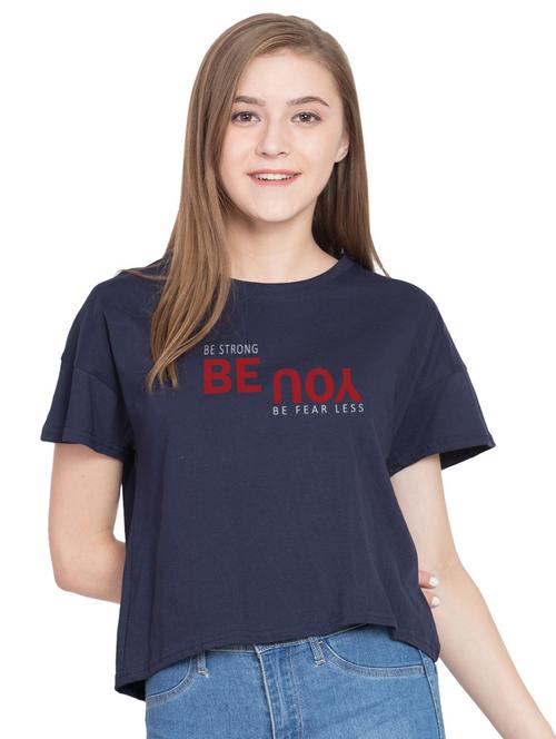 round neck graphic crop top - 18962139 - Very Small Image - 1