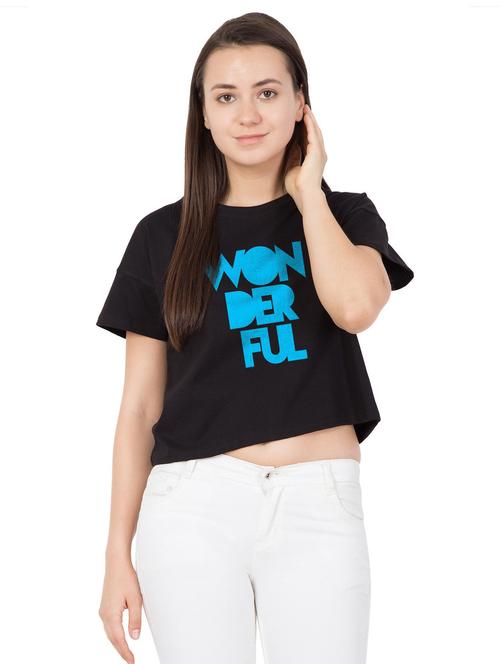 black printed crop top - 18962154 - Very Small Image - 1