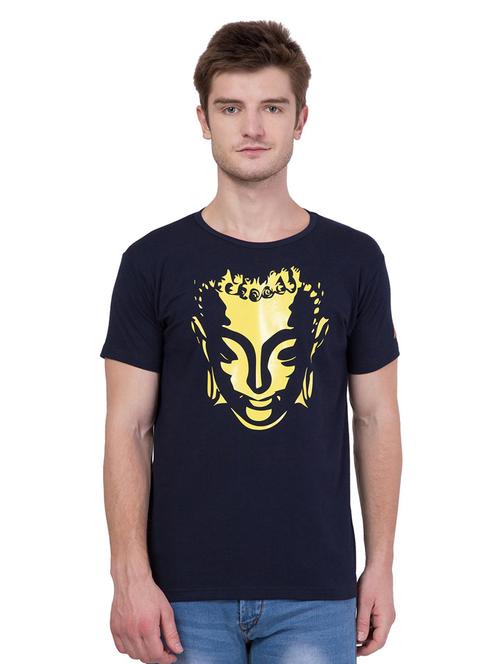 blue coloured printed regular t-shirt - 18962742 - Very Small Image - 1