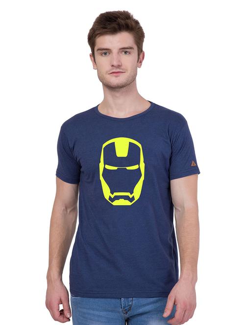 blue coloured printed regular t-shirt - 18962844 - Very Small Image - 1