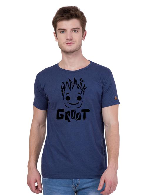 blue coloured printed regular t-shirt - 18962892 - Very Small Image - 1