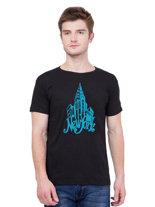 black coloured printed regular t-shirt - 18962939 - Very Small Image - 1