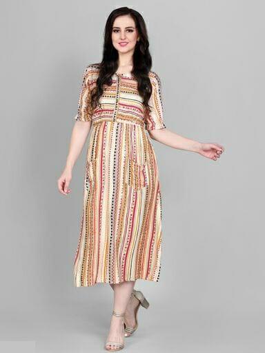 double pocket printed dress foe women - 18963949 - Very Small Image - 1