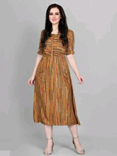 double poket printed dress foe women - 18963950 - Very Small Image - 1
