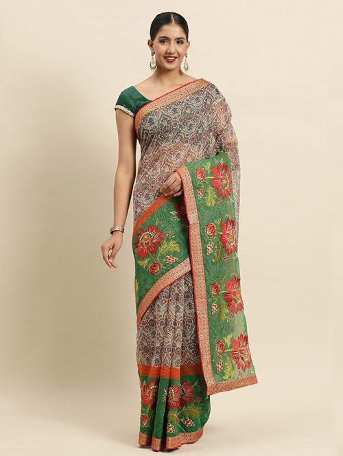 women's embroidered saree with blouse - 18964084 - Very Small Image - 1
