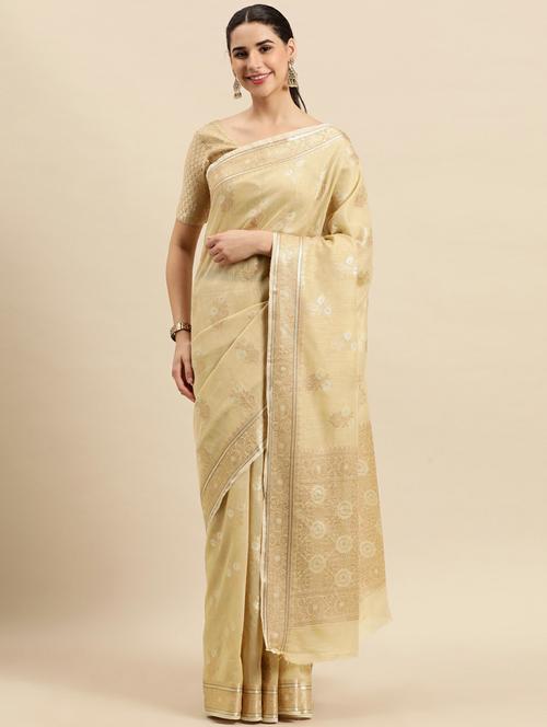 cream cotton saree - 18968343 - Very Small Image - 1