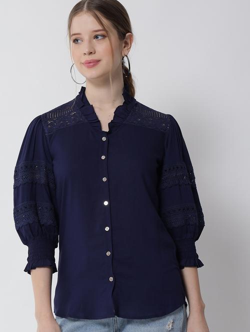 v neck solid shirt - 18968488 - Very Small Image - 1