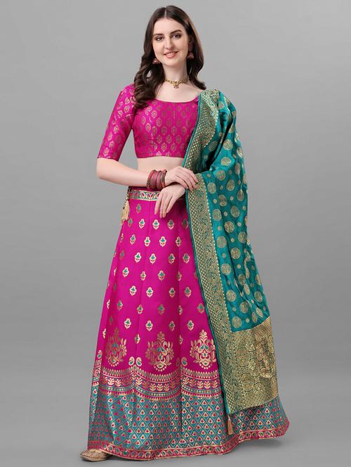 self design flared lehenga choli set with dupatta - 18968678 - Very Small Image - 1