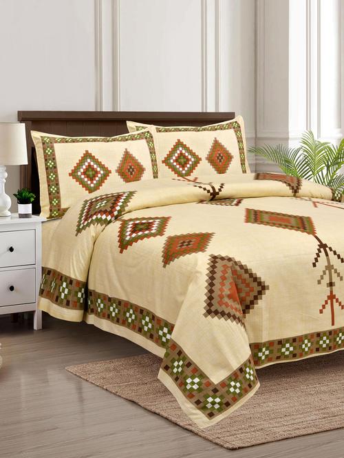 texstylers pure cotton 100 x 108 inches jaipuri print king size bedsheets with 2 pillow covers - 18968776 - Very Small Image - 1