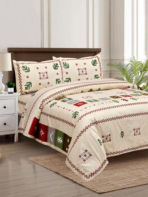 texstylers pure cotton 100 x 108 inches jaipuri print king size bedsheets with 2 pillow covers - 18968782 - Very Small Image - 1