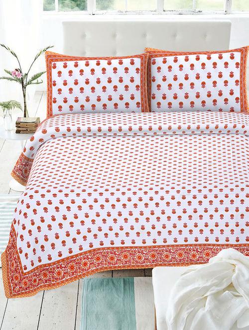 texstylehome multicolor cotton 86 x 106 inch jaipuri print double bedsheets with 2 pillow covers - 18968929 - Very Small Image - 1