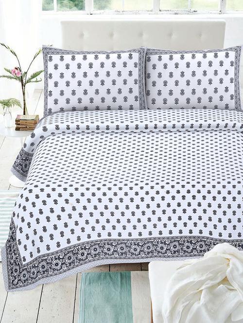 texstylehome multicolor cotton 86 x 106 inch jaipuri print double bedsheets with 2 pillow covers - 18968932 - Very Small Image - 1