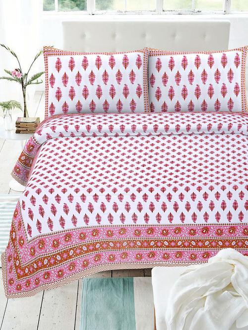 texstylehome multicolor cotton 86 x 106 inch jaipuri print double bedsheets with 2 pillow covers - 18968934 - Very Small Image - 1