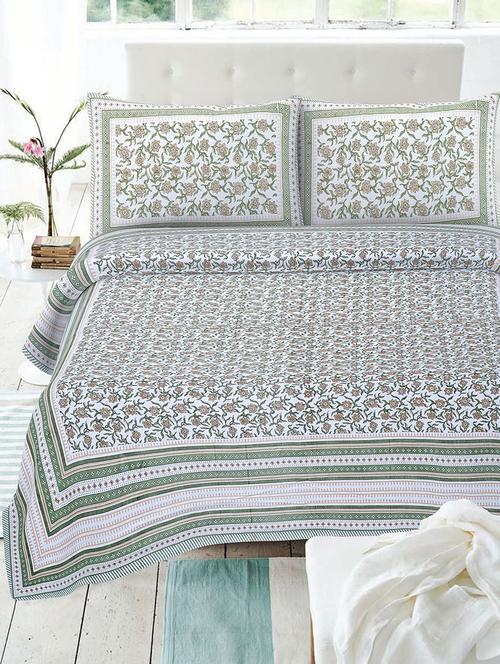 texstylehome multicolor cotton 86 x 106 inch jaipuri print double bedsheets with 2 pillow covers - 18968941 - Very Small Image - 1