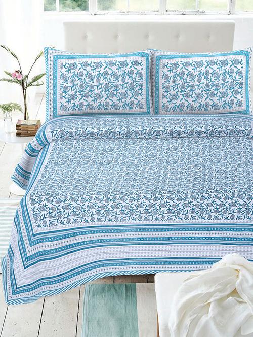texstylehome multicolor cotton 86 x 106 inch jaipuri print double bedsheets with 2 pillow covers - 18968944 - Very Small Image - 1