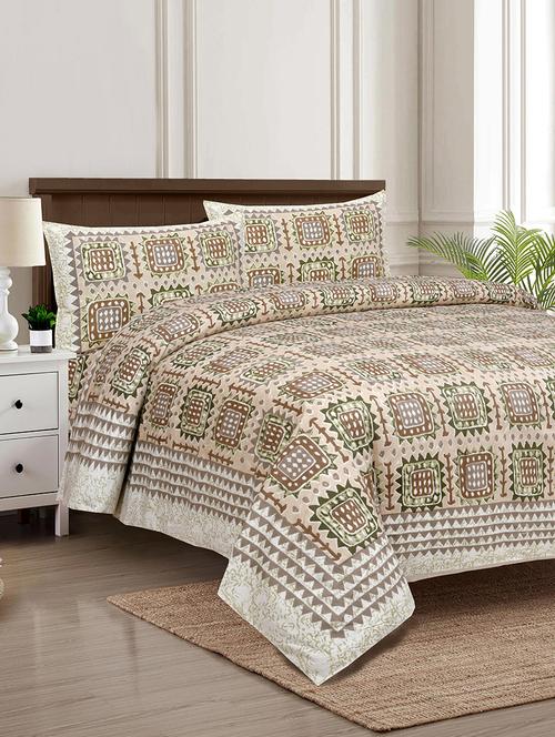 texstylers multicolor cotton 100 x 108 inch jaipuri print king size bedsheets with 2 pillow covers - 18968946 - Very Small Image - 1