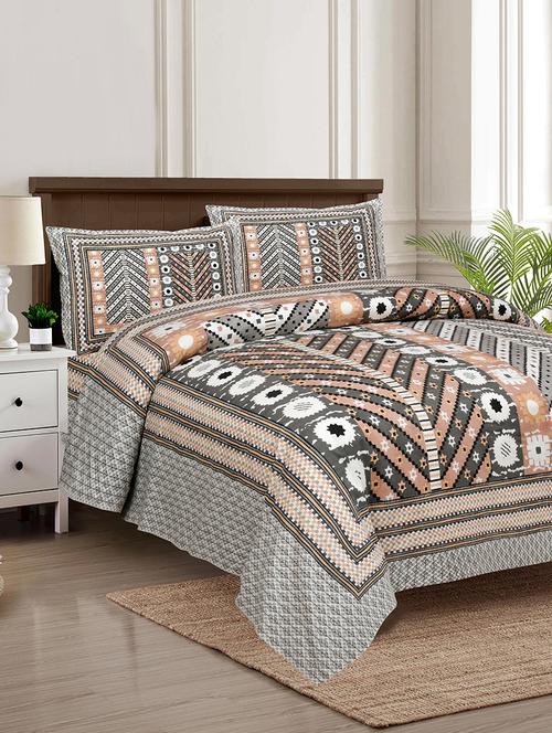 texstylers multicolor cotton 100 x 108 inch jaipuri print king size bedsheets with 2 pillow covers - 18968948 - Very Small Image - 1