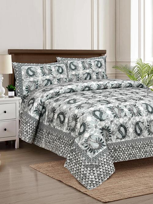 texstylers multicolor cotton 100 x 108 inch jaipuri print king size bedsheets with 2 pillow covers - 18968951 - Very Small Image - 1