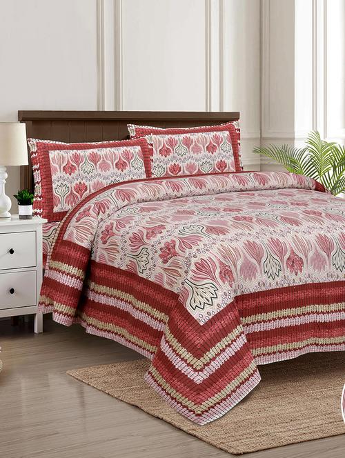 texstylers multicolor cotton 100 x 108 inch jaipuri print king size bedsheets with 2 pillow covers - 18968959 - Very Small Image - 1