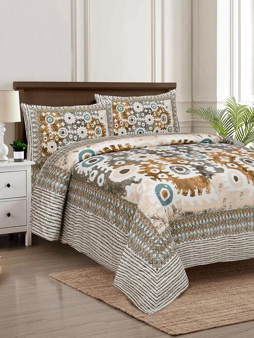 texstylers multicolor cotton 100 x 108 inch jaipuri print king size bedsheets with 2 pillow covers - 18968960 - Very Small Image - 1