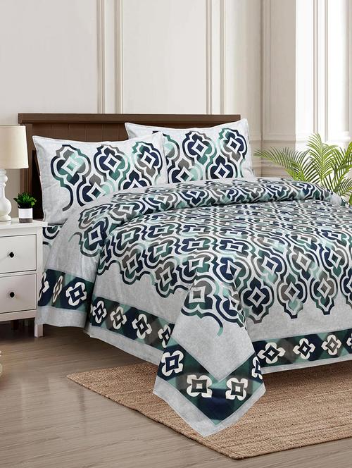 texstylers multicolor cotton 100 x 108 inch jaipuri print king size bedsheets with 2 pillow covers - 18968969 - Very Small Image - 1