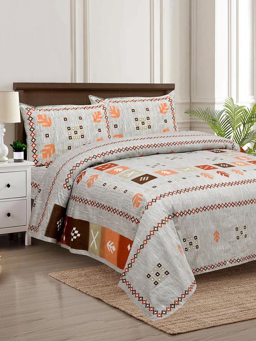 texstylers multicolor cotton 100 x 108 inch jaipuri print king size bedsheets with 2 pillow covers - 18968972 - Very Small Image - 1