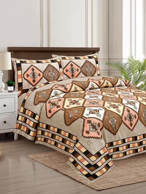 texstylers multicolor cotton 100 x 108 inch jaipuri print king size bedsheets with 2 pillow covers - 18968977 - Very Small Image - 1