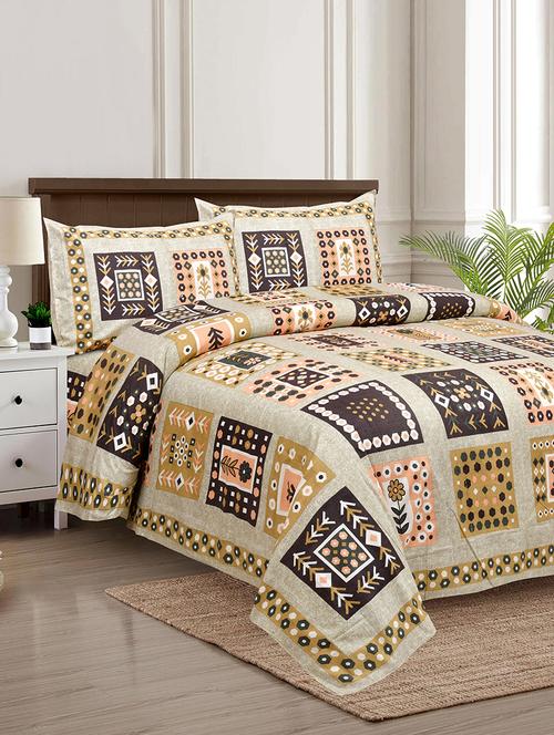 texstylers multicolor cotton 100 x 108 inch jaipuri print king size bedsheets with 2 pillow covers - 18968978 - Very Small Image - 1