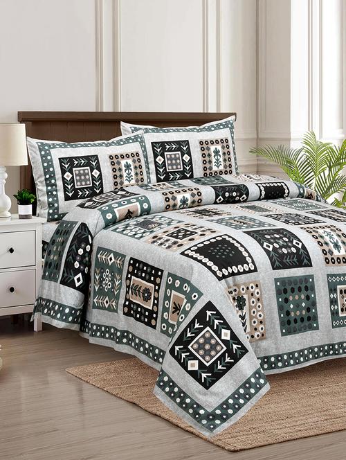 texstylers multicolor cotton 100 x 108 inch jaipuri print king size bedsheets with 2 pillow covers - 18968980 - Very Small Image - 1