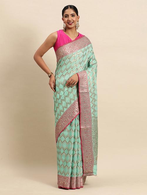 green silk saree - 18969056 - Very Small Image - 1
