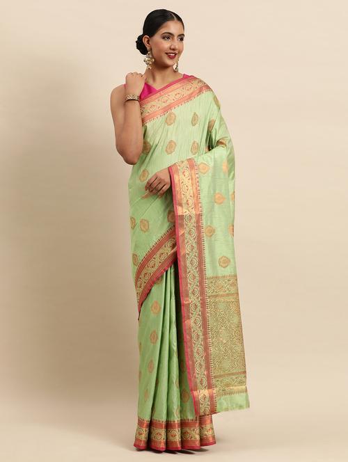 light green silk saree - 18969065 - Very Small Image - 1