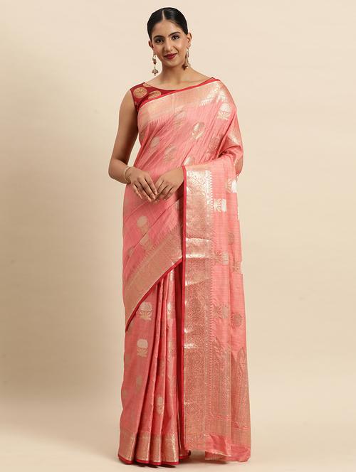 pink silk saree - 18969066 - Very Small Image - 1