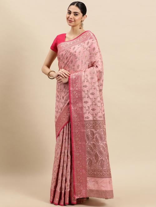 pink silk saree - 18969072 - Very Small Image - 1