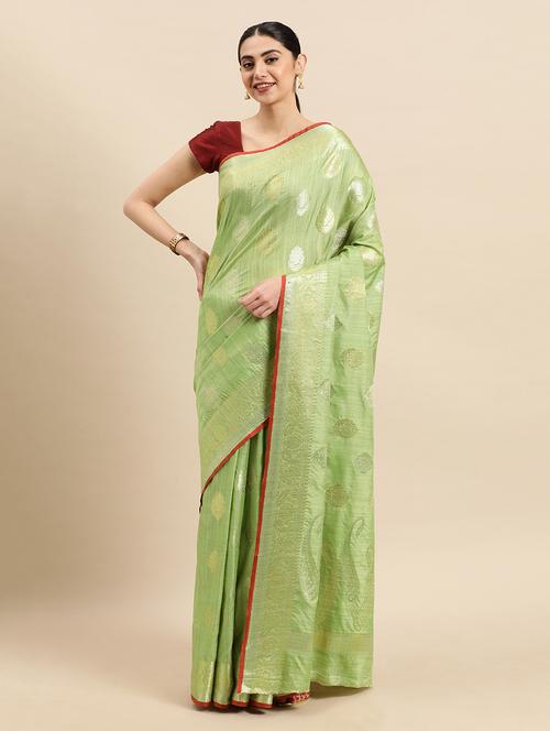 women's self design light green colored saree with blouse - 18969083 - Very Small Image - 1