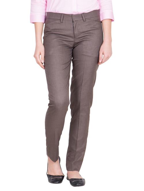 brown solid formal trouser - 18974139 - Very Small Image - 1